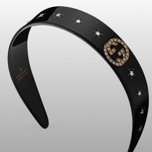 Gucci Black Resin/Crystals GG Star Headband **NEW IN BOX** main image 9